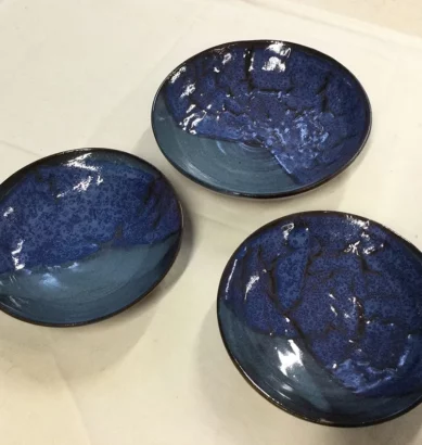 Set of 3 Small Blue Plates