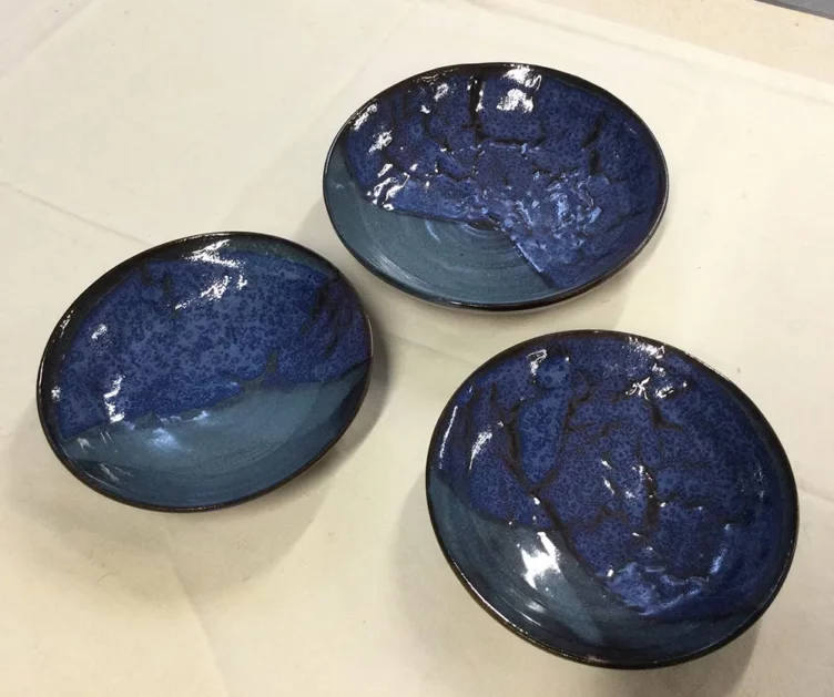 Set of 3 Small Blue Plates