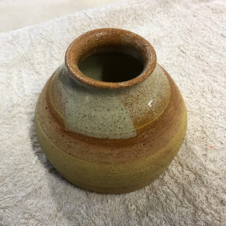 Cream and Brown Speckled Vase